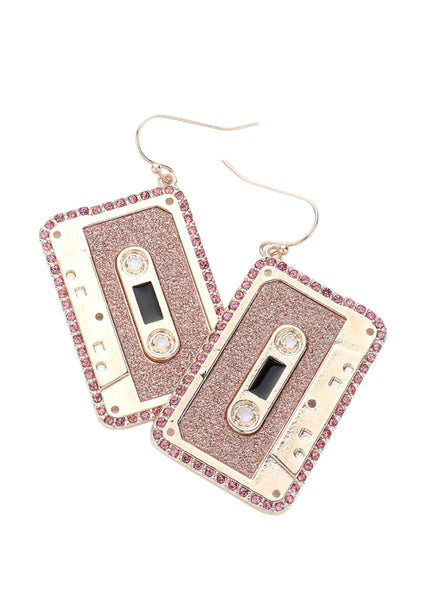 pink cassette earrings