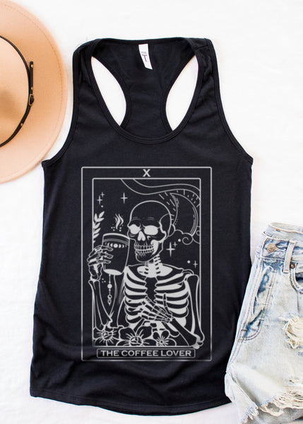 The Coffee Lover Skeleton Tarot Shirt