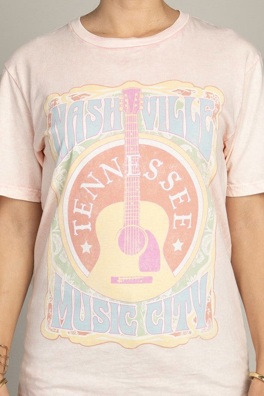 Oberteil mit „Nashville Music City“-Grafik