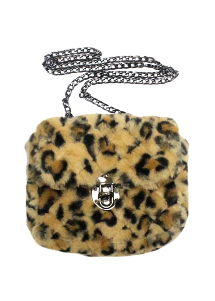 leopard faux fur crossbody bag