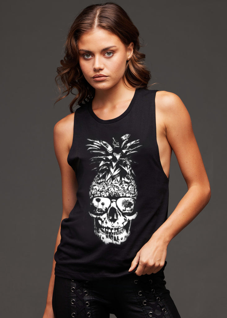 pineapple skull gothic goth tank top womens alternative clothing beach summer vacation rocker alternative clothing edgy