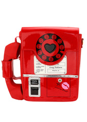 red telephone crossbody bag