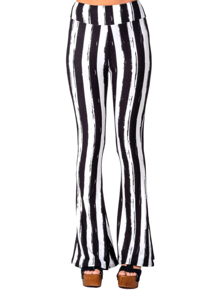 striped bell bottom pants flare goth alternative boho rocker concert