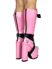 YRU Vamp Pink Vegan Leather Platform Boots