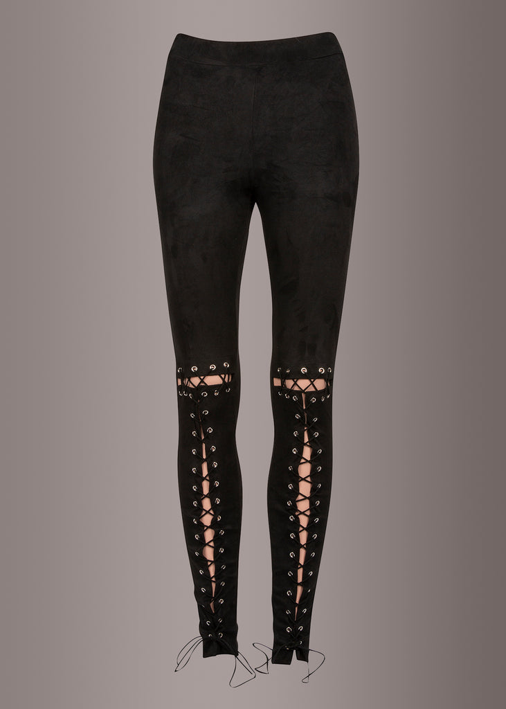 Black lace up leggings