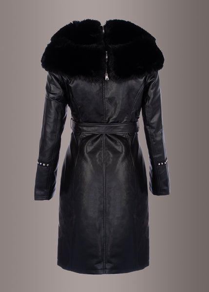  leather faux fur coat jacket