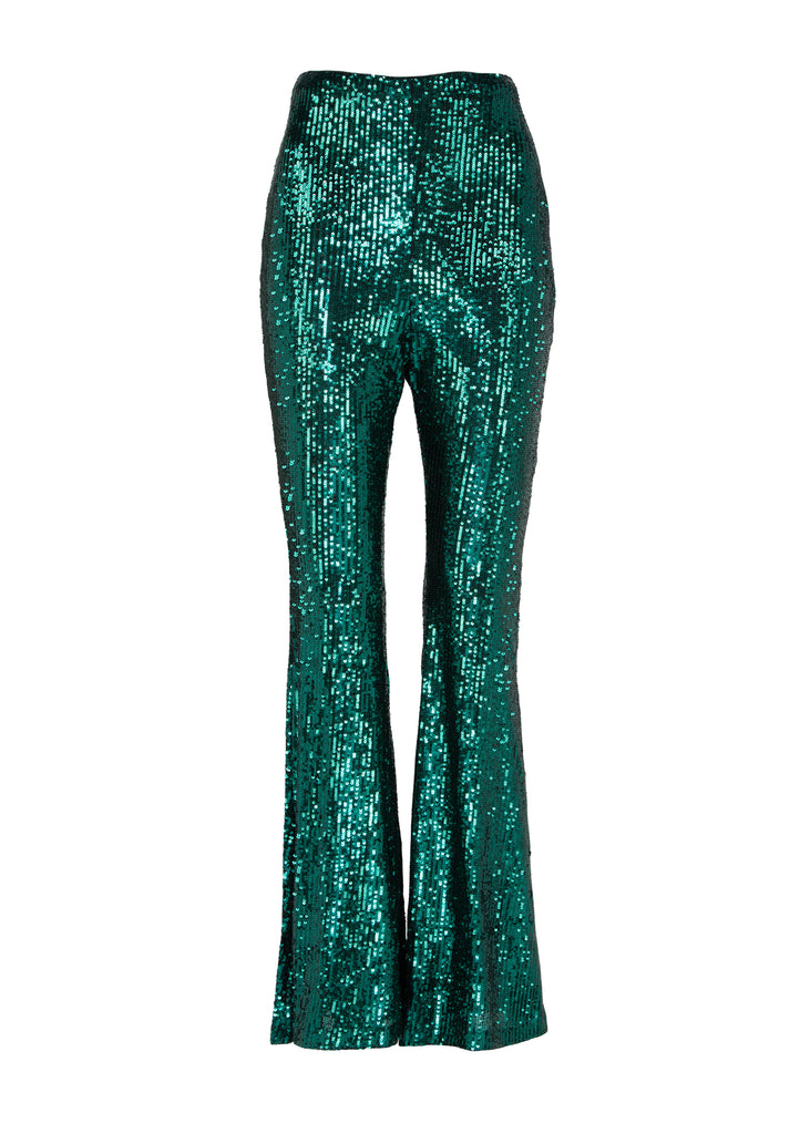green sequin bell bottom pants