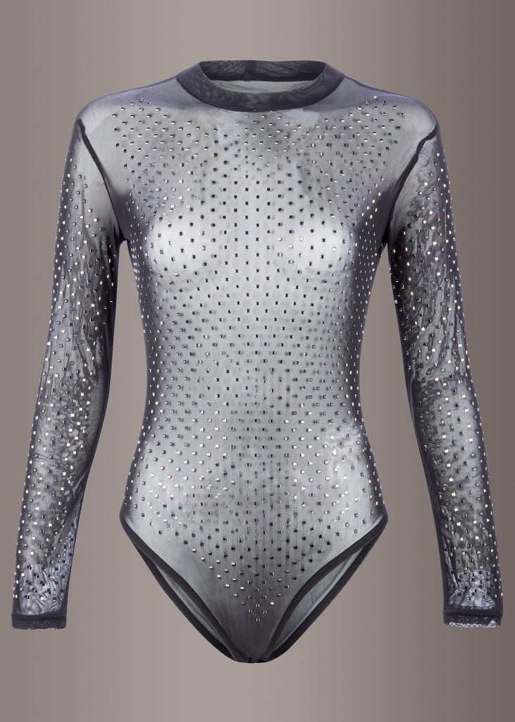 sheer studded bodysuit