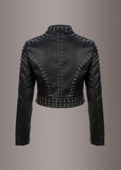 Fairies Wear Boots Cropped Faux Leather Jacket with Studs