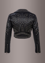cropped moto jacket with studs