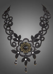 beaded black lace necklace