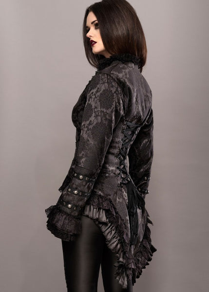 black brocade tail jacket