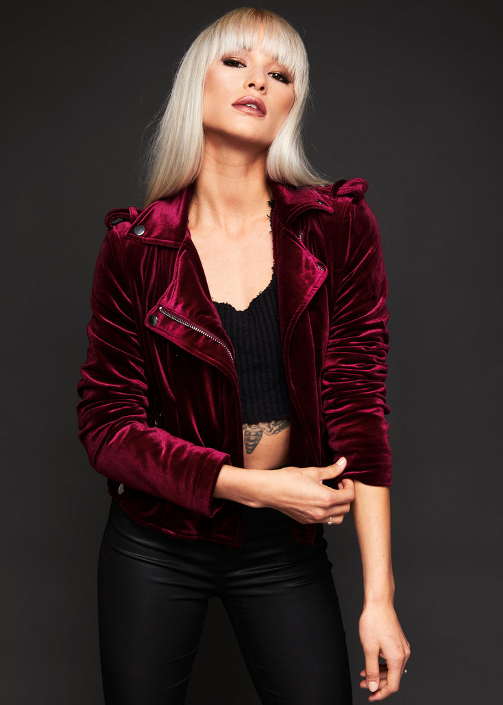 Burgundy velvet jacket