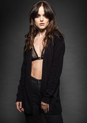 long black knit cardigan