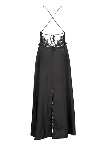 black backless maxi dress