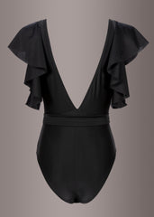 black ruffle swimsuit