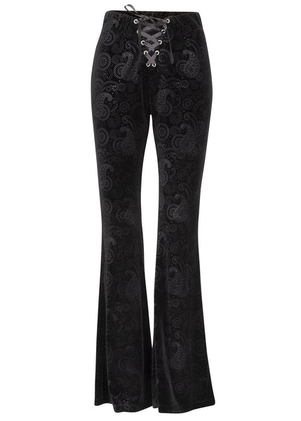 black velvet flare pants