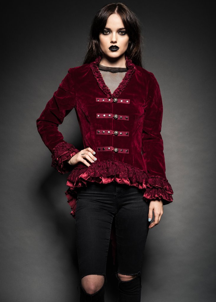 burgundy velvet goth jacket