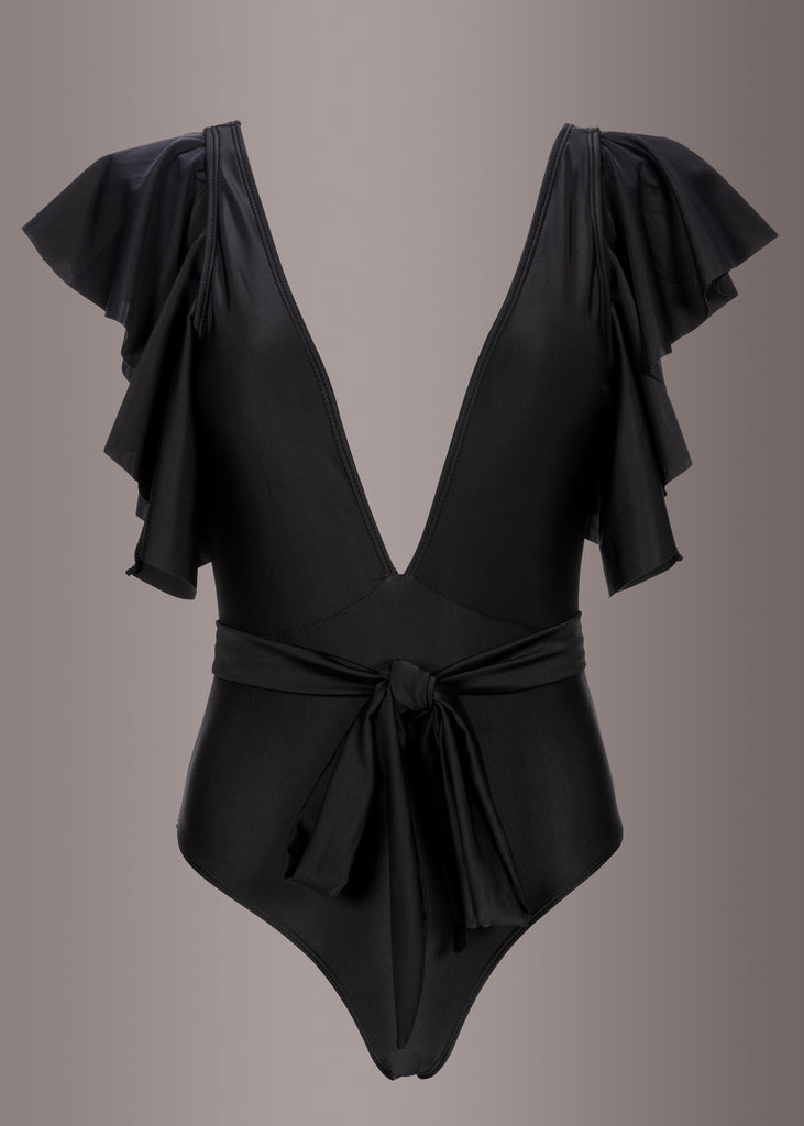 deep v ruffle swimsuit