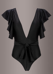 deep v ruffle swimsuit