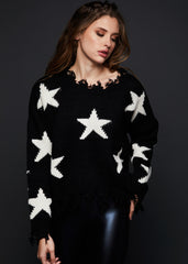 distressed star sweater