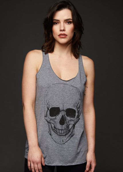 gray skull tank top