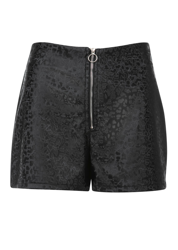leopard print leather shorts