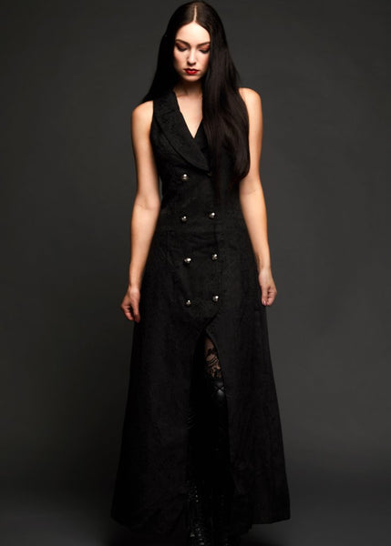 black sleeveless gothic coat