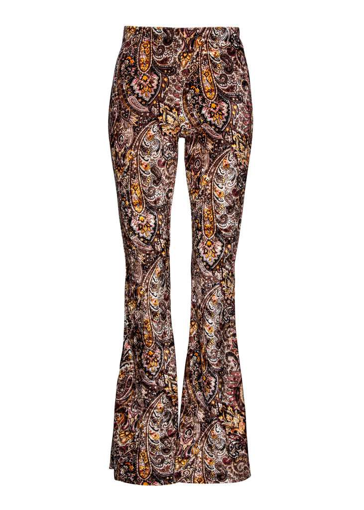 paisley print velvet bell bottoms