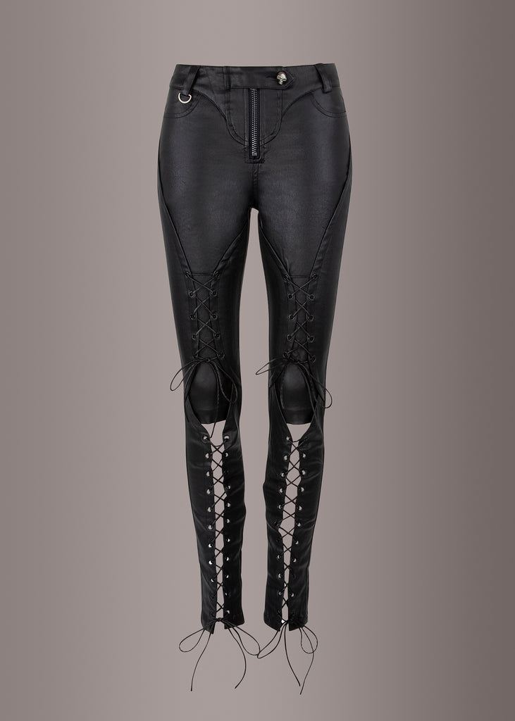 punk rave lace up leather pants