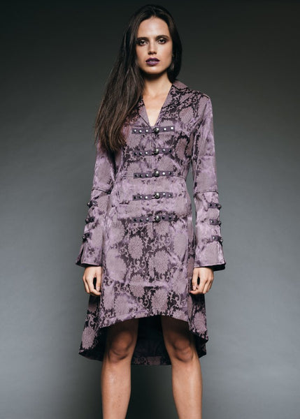 purple brocade goth coat