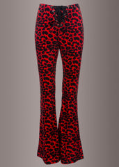 red leopard flare pants