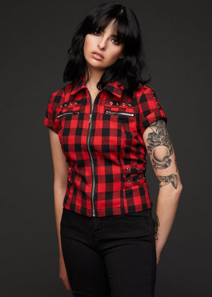 red plaid punk shirt