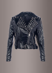 vegan leather jacket with studs