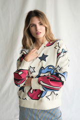 Rolling Stones rock band crewneck sweatshirt – all-over print detail, boho rock style
