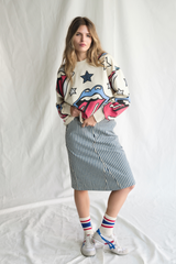 Oversized Rolling Stones graphic pullover – French terry cotton blend, side view
