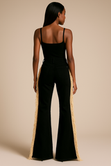 Texas Sun Bell Bottom Jeans | Beige Fringe & Stud Detail