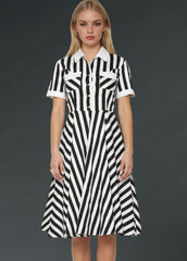 Black and white striped gothic dress, dark aesthetic alternative fashion outfit for women