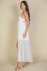 White wedding Guns N Roses maxi dress mesh strappy cami festival mainstage bows cutout boho 