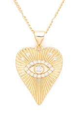 Vintage Inspired CZ Eye Heart Pendant Necklace
