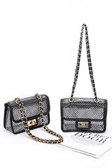 Studded Mesh Silver Rockstar Iconic Shoulder Bag rhinestone concert festival wear night out 