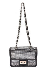 Studded Mesh Silver Rockstar Iconic Shoulder Bag rhinestone concert festival wear night out 