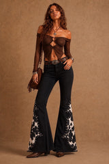 Wild West Studded Cowhide Bell Bottoms