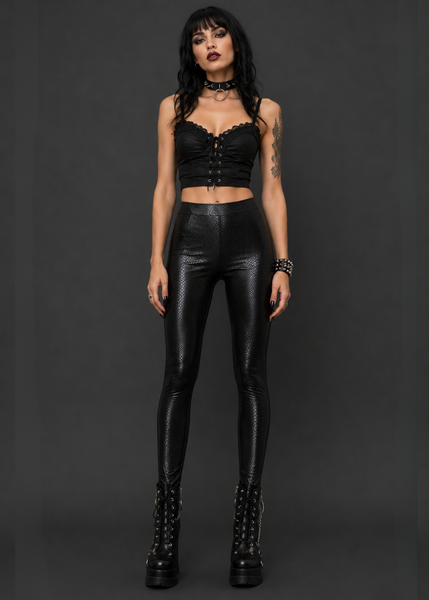 Black snake print high rise leggings - Pretty Attitude