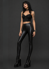 Women's black snake print leggings high waist - Pretty Attitude