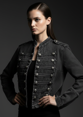 Classic Rock Black Military Jacket — women's sizes 4 to 12, Pretty Attitude
