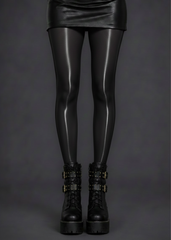 Black high shine tights – glossy silk-look hosiery for women, full length
