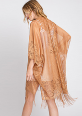 70s kimono lace boho stevie taupe duster fringe festival fall womens 