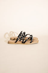Black Studded Flat Slides Sandals