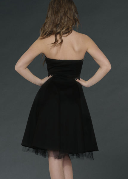 Black strapless corset lace-up gothic dress, dark aesthetic alternative fashion outfit